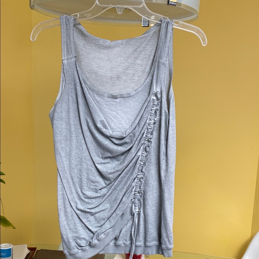 Elegant Silver Ruched Women's Tank Top